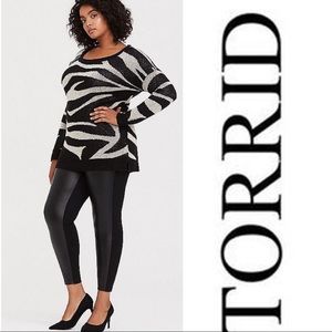 TORRID front faux leather black leggings. Size 3